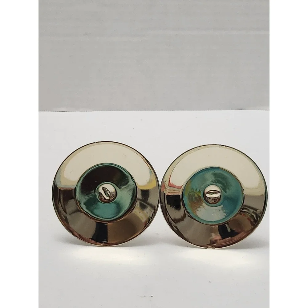 Lot of 2 Vintage Brass Chamberstick Taper Candle Stick Ring Holders